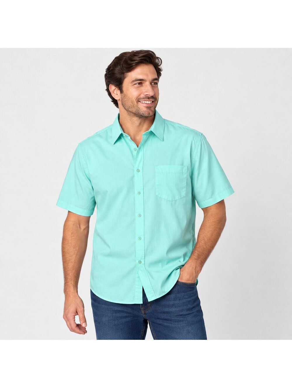 Omega Italy Men's Mint Green Short Sleeve Button Down Shirt 2XL